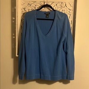 Eddie Bauer Women's Blue V-Neck Sweater